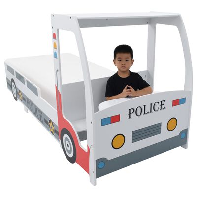vidaXL børneseng politibil med madras 90 x 200 cm 7 zoner H3