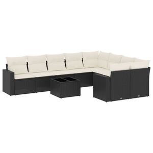 vidaXL sofas&aelig;t til haven 10 dele med hynder polyrattan sort