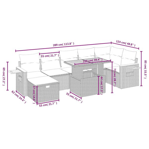 vidaXL sofas&aelig;t til haven 8 dele med hynder polyrattan sort