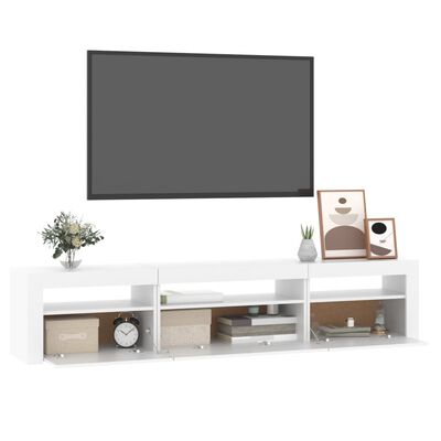 vidaXL tv-skab med LED-lys 195x35x40 cm hvid