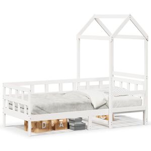 vidaXL daybed med tag 80x200 cm massivt fyrretr&aelig; hvid