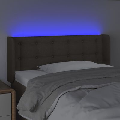 vidaXL sengegavl med LED-lys 83x16x78/88 cm stof gråbrun