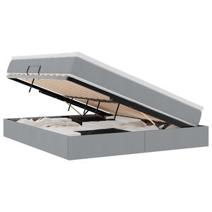 vidaXL Seng med opbevaring og madras Lysegr&aring; 160 x 200 cm Polyester