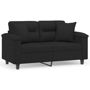 vidaXL 2-personers sofa med puder 120 cm mikrofiberstof sort