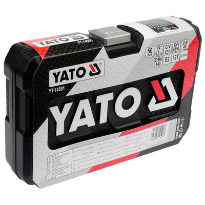 YATO værktøjssæt 56 dele metal sort