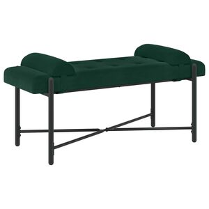 vidaXL Knappet b&aelig;nk med puder M&oslash;rkegr&oslash;n 110 x 40 x 46 cm Fl&oslash;jl