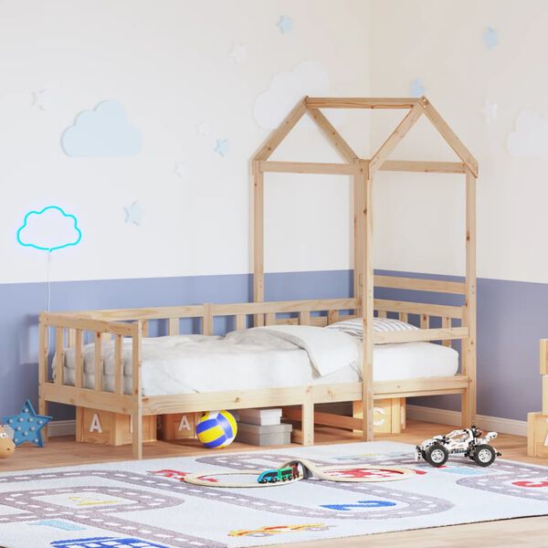 vidaXL daybed med tag 90x190 cm massivt fyrretr&aelig;