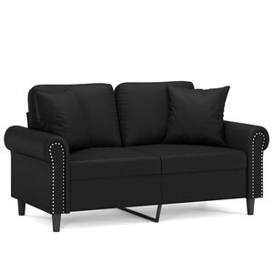 vidaXL 2-personers sofa med pyntepuder 120 cm kunstl&aelig;der sort
