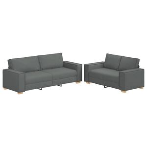vidaXL sofas&aelig;t 2 dele med hynder stof m&oslash;rkegr&aring;