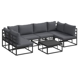 vidaXL Havesofa S&aelig;t med pude 7 pcs Sort Aluminium