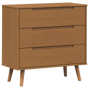 vidaXL Skuffeskab MOLDE Karamel 80 x 40 x 80 cm Massivt fyrretr&aelig;