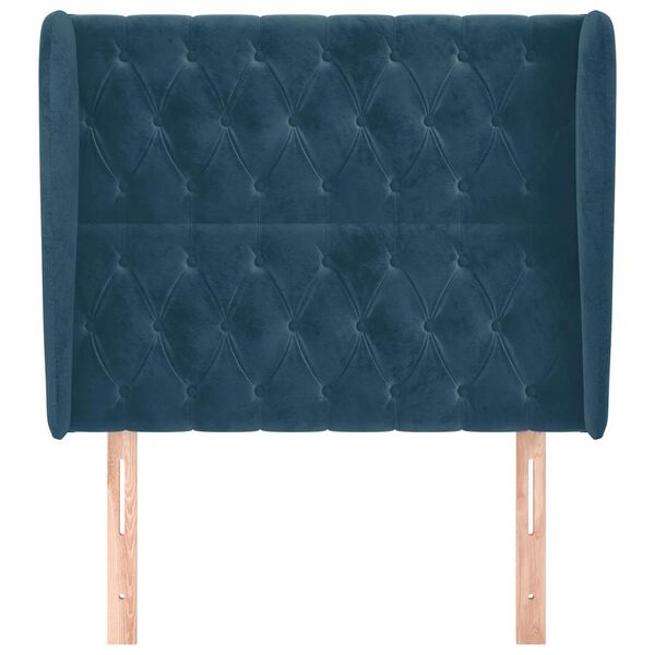 vidaXL sengegavl med kanter 103x23x118/128 cm fl&oslash;jl m&oslash;rkebl&aring;