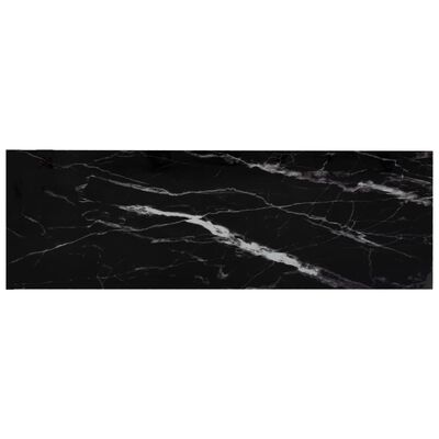 vidaXL reol 100x36x90 cm hærdet glas transparent og sort marmorlook