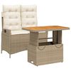 vidaXL spisebordss&aelig;t til haven 2 dele med hynder polyrattan beige