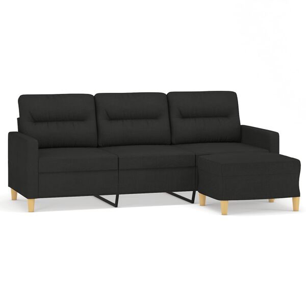 vidaXL 3-personers sofa med fodskammel 180 cm sort