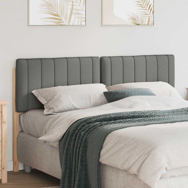 vidaXL Polstret sengegavl Brun og Lys Gr&aring; 160 cm Massiv fyrretr&aelig;