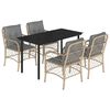 vidaXL spisebordss&aelig;t til haven 5 dele med hynder polyrattan beige