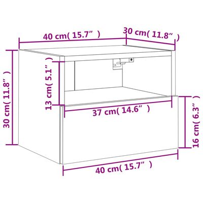vidaXL væghængt tv-bord 40x30x30 cm konstrueret træ hvid