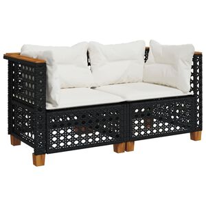 vidaXL hj&oslash;rnemoduler til havesofa 2 stk. med hynder polyrattan sort