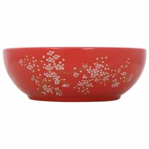 vidaXL h&aring;ndvask til bordplade &Phi;41x14 cm rund keramik hvid og r&oslash;d