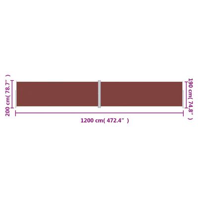 vidaXL sammenrullelig sidemarkise 200x1200 cm brun