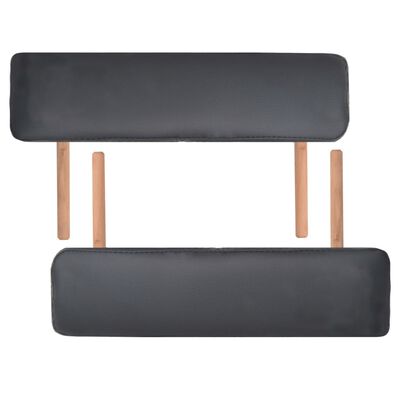 vidaXL foldbart massagebord med skammel 3 zoner 10 cm tyk sort