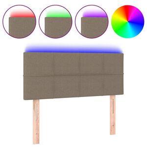 vidaXL sengegavl med LED-lys 100x5x78/88 cm stof gr&aring;brun