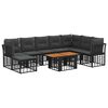 vidaXL Havesofa S&aelig;t 9 stk. Sort og M&oslash;rkegr&aring; polyrattan