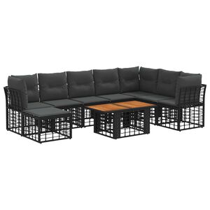 vidaXL Havesofa S&aelig;t 9 stk. Sort og M&oslash;rkegr&aring; polyrattan