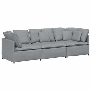 vidaXL modulsofa med hynder stof lysegr&aring;
