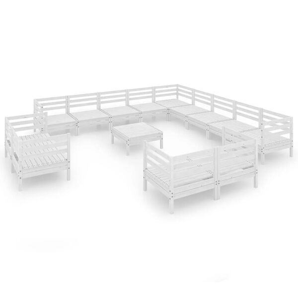 vidaXL lounges&aelig;t til haven 14 dele massivt fyrretr&aelig; hvid