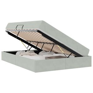 vidaXL Seng med opbevaring og madras Lysegr&aring; 140 x 200 cm Fl&oslash;jl