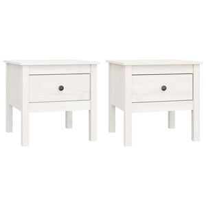 vidaXL sideborde 2 stk. 50x50x49 cm massivt fyrretr&aelig; hvid