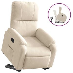 vidaXL massagestol med l&oslash;ftefunktion mikrofiberstof beige