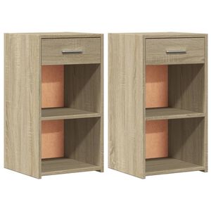 vidaXL sengeborde 2 stk. 35x34x65 cm konstrueret tr&aelig; sonoma-eg