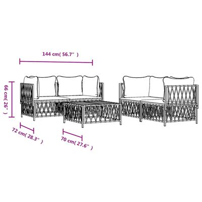 vidaXL loungesæt til haven 5 dele med hynder stål antracitgrå