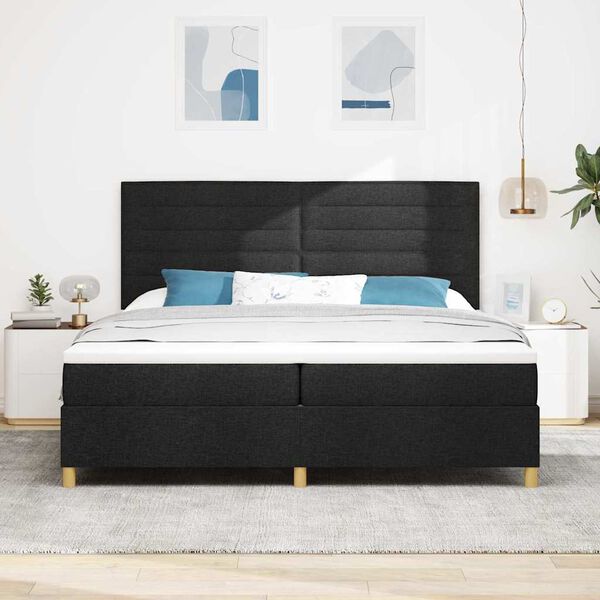 vidaXL Box spring seng med madras Sort 200 x 200 cm Stof