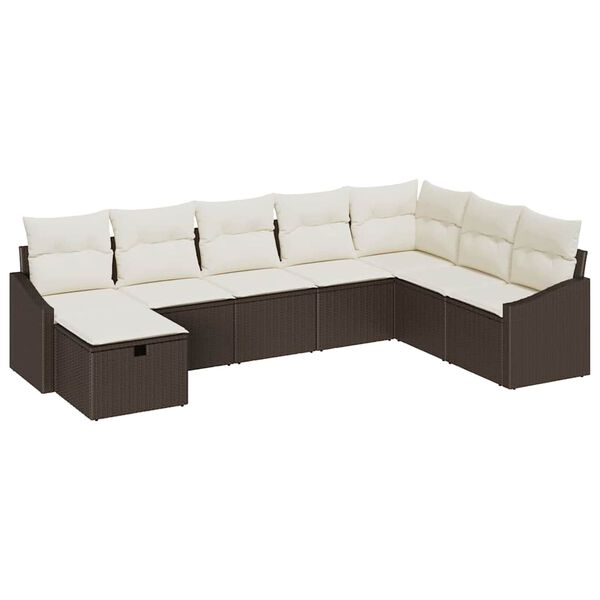 vidaXL Havesofa Sæt med pude 8 pcs Brun 55 x 62 x 69 cm Poly rattan