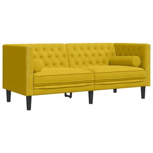 vidaXL 2-personers Chesterfield-sofa med bolsterpuder fl&oslash;jl gul