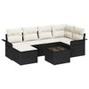 vidaXL Havesofa S&aelig;t med pude 7 pcs Sort polyrattan