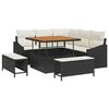 vidaXL Havesofa S&aelig;t med pude 8 pcs Sort polyrattan