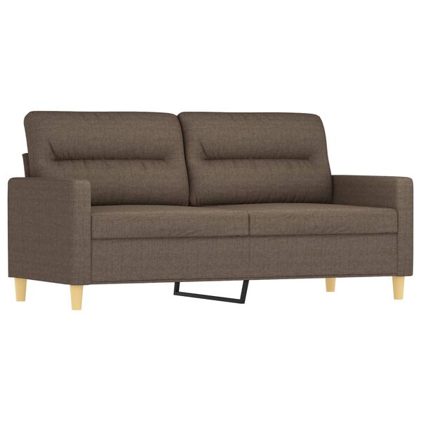 vidaXL 2-personers sofa med puder og hynder 140 cm stof gr&aring;brun