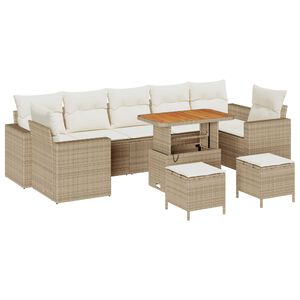 vidaXL Havesofa S&aelig;t 10 pcs Beige polyrattan