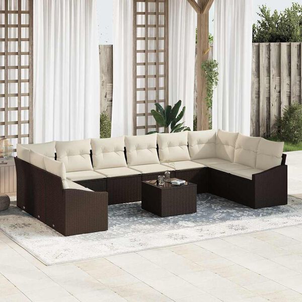 vidaXL Havesofa S&aelig;t 11 pcs Brun Poly rattan