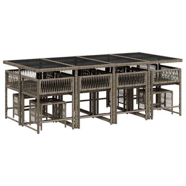 vidaXL spisebordss&aelig;t til haven 13 dele med hynder polyrattan gr&aring;