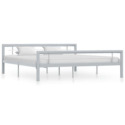 vidaXL sengestel 180x200 cm metal grå og hvid