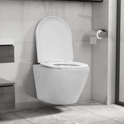 vidaXL væghængt toilet uden keramik hvid | vidaXL.dk