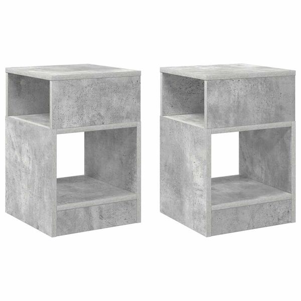 vidaXL Endebord 2 pcs Beton Gr&aring; 30,5 x 30 x 45 cm Konstrueret tr&aelig;