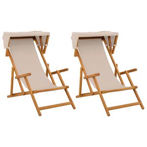 vidaXL Havestol 2 pcs 3 position Massiv Eucalyptus Tr&aelig; Beige