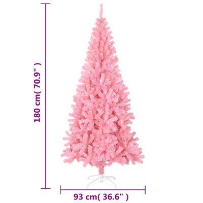 vidaXL kunstigt juletræ med juletræsfod 180 cm PVC lyserød